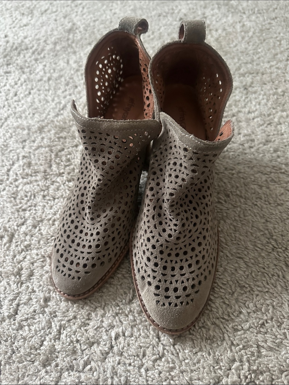 Jeffrey Campbell Rosalee Suede Laser-Cut Ankle Boots